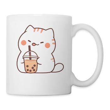 Boba and Cats Katze die Bubble Tee trinkt Anime - Tasse - Weiß - Rechts