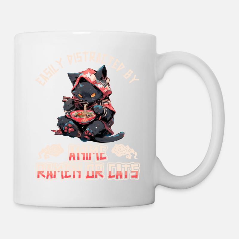 Facilement distrait par Anime Ramen ou Cats - Mug blanc - blanc