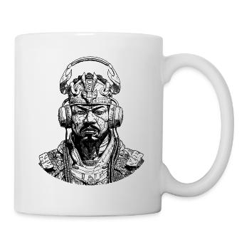 Futur-Samurai Musik Streetwear Shirt - Tasse - Weiß - Rechts