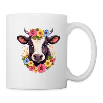 Colorful Cow Cow Lover Farm Flowers Nature Moo - Mug - white - Right