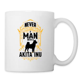 Homme avec Akita Inu Shiba Inu - Mug blanc - blanc - Droite