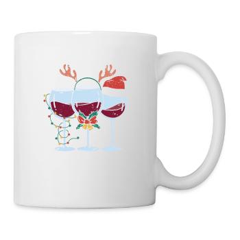 Funny Wine Christmas Santa Hat Xmas Lights - Mug - white - Right