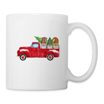Merry Christmas Tree Three Gnomes Red Truck Xmas - Mug - white - Right