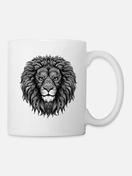 Löwe Portrait - Tasse - Weiß