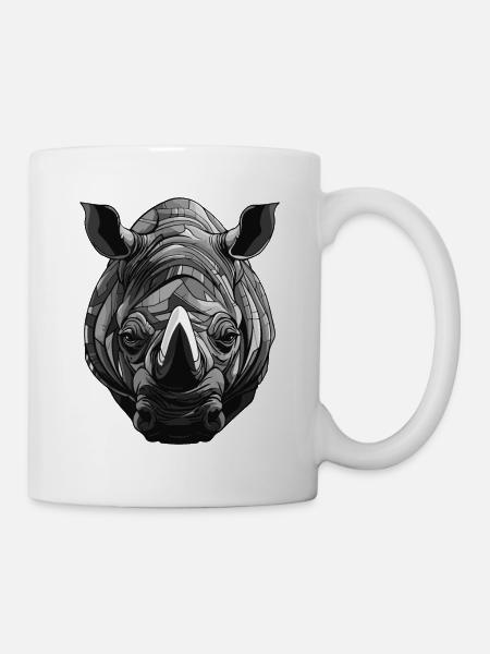 Nashorn Portrait - Tasse - Weiß