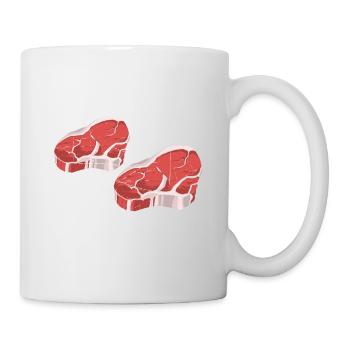 Was ist besser als ein Steak? Zwei Steaks Lieblibg - Tasse - Weiß - Rechts