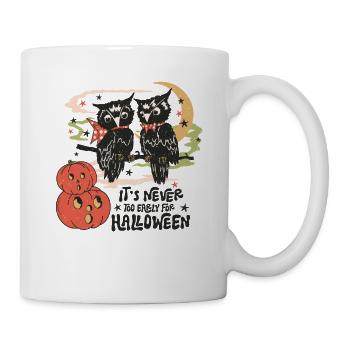 Retro Vintage Gruselige Halloween-Eulen und Kürbis - Tasse - Weiß - Rechts