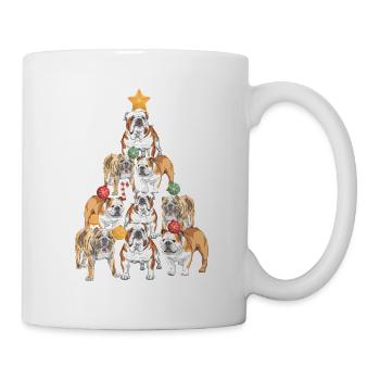 Englische Bulldogge Weihnachtsbaum Hund Weihnacht - Tasse - Weiß - Rechts