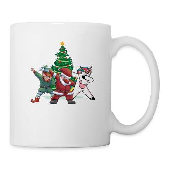 Dabbing Santa Claus Elf Unicorn Christmas Tree - Mug - white - Right