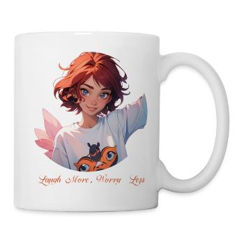 Laugh More Worry Less - Tasse - Weiß - Rechts