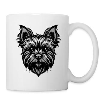 Yorkshire Terrier Hund Portrait - Tasse - Weiß - Rechts