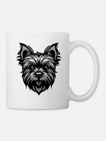 Yorkshire Terrier Hund Portrait - Tasse - Weiß