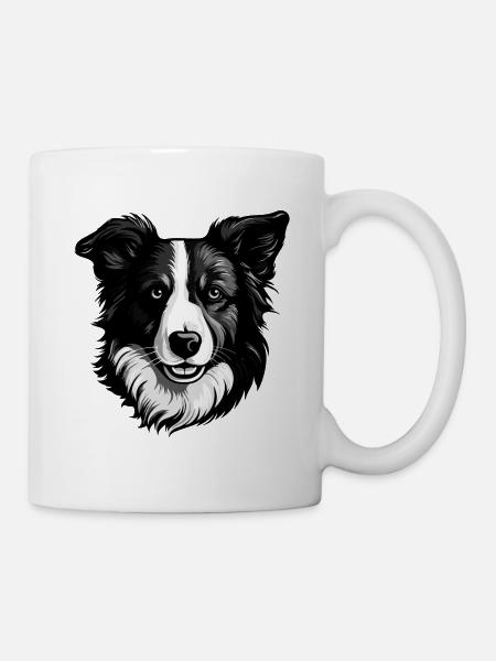 Border Collie Hund Portrait - Tasse - Weiß