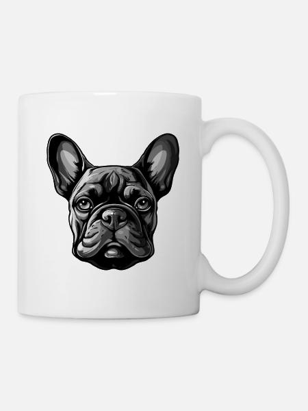 Französische Bulldogge Hund Portrait - Tasse - Weiß