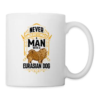 Man with Eurasier Eurasian Spitz - Mug - white - Right