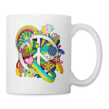 Conception de signes de paix rétro colorés - Mug blanc - blanc - Droite
