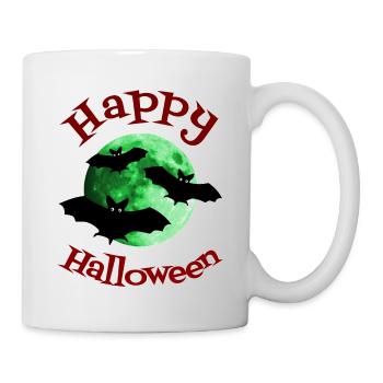 Halloween creepy bats flutter in front of moon - Mug - white - Right