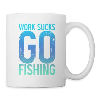 Le travail craint, allez à la pêche 3 - Mug blanc - blanc - Droite
