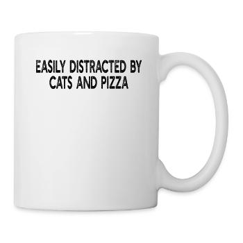 Easily Distracted By Cats And Pizza - Cat Lover Pi - Mug - white - Right