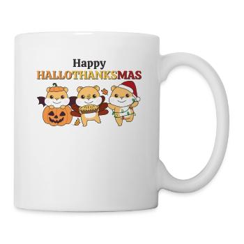 Happy Hallothanksmas Hamster Weihnachts Hamster - Tasse - Weiß - Rechts