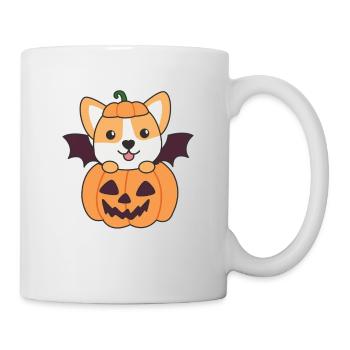 Corgi Happy Halloween Pumpkin Bat - Mug - white - Right