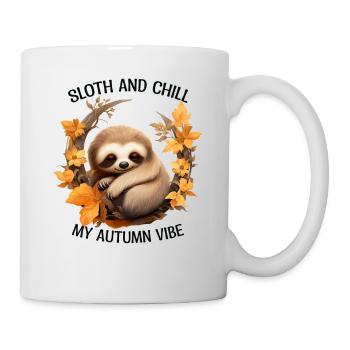 Chilliges Herbst-Faultier auf Ast Autmun Vibes - Tasse - Weiß - Rechts