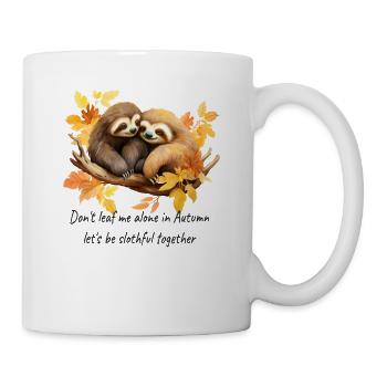 Herbstliches Faultier Kuschelglück Schlafshirt - Tasse - Weiß - Rechts
