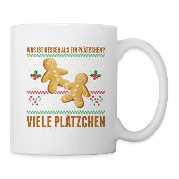 Was ist besser als ein Plätzchen? Viele Plätzchen - Tasse - Weiß - Rechts