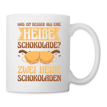 Was ist besser als eine Heiße Schokolade? Zwei - Tasse - Weiß - Rechts