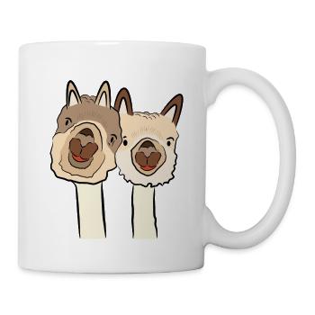 Lama Alpaka Motive Tier Mädchen pastellfarben pink - Tasse - Weiß - Rechts