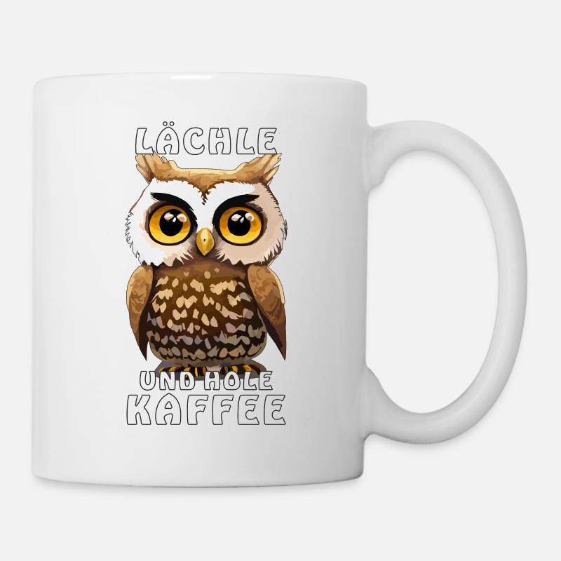 EULE LÄCHLE UND HOLE KAFFEE - Tasse - Weiß