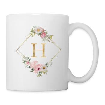 Customizable Monogram H Pastel Floral - Mug - white - Right