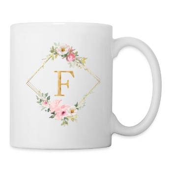 Customizable Monogram F Pastel Floral - Mug - white - Right