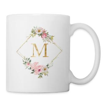 Customizable Monogram M Pastel Floral - Mug - white - Right