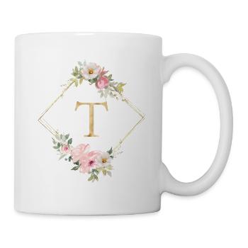 Customizable Monogram T Pastel Floral - Mug - white - Right