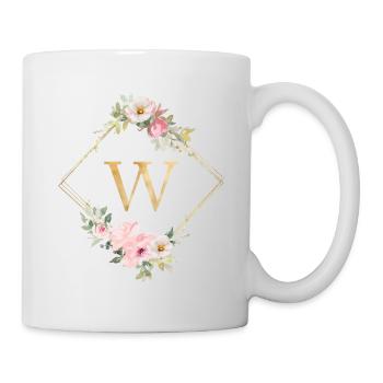 Customizable Monogram W Pastel Floral - Mug - white - Right