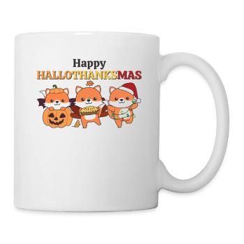 Happy Hallothanksmas Fox Christmas Foxes - Mug - white - Right