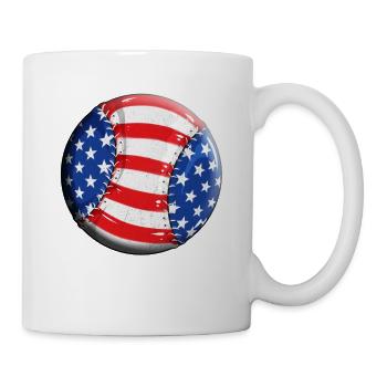 Kids Baseball USA Flag Design Professional Baseball - Mug - white - Right