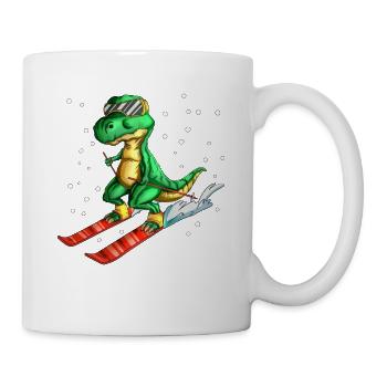 Pilote de ski sur neige Dinosaure Piste de neige - Mug blanc - blanc - Droite