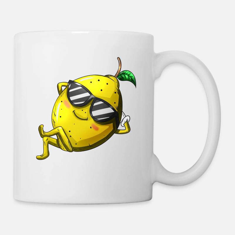 Citron avec lunettes de soleil sur le cadeau de vacances à la plage - Mug blanc - blanc