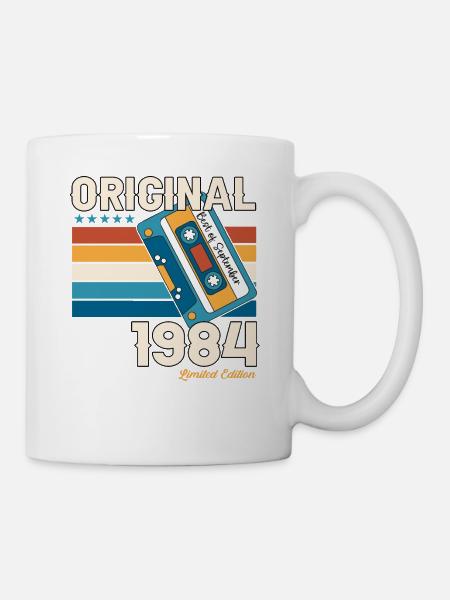 60. Geburtstag September Jahrgang 1984 Kassette - Tasse - Weiß