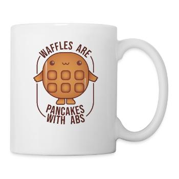 Lustiger Spruch - Waffles are pancakes with abs - Mug - white - Right