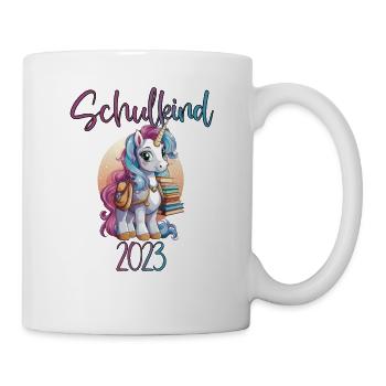 Schulkind 2023 Einhorn - Tasse - Weiß - Rechts