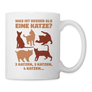 Was ist besser als eine Katze? 2 Katzen, 3 Katzen, - Tasse - Weiß - Rechts