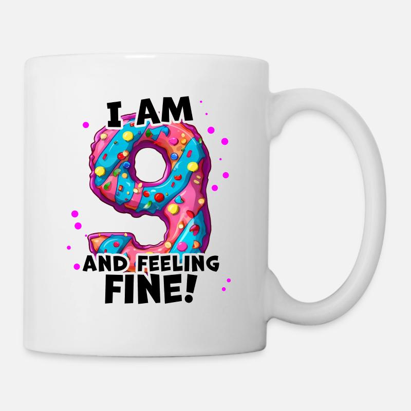 9. Geburtstag Donut 9 Jahre Mädchen Spruch - Tasse - Weiß