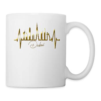 Dubai Skyline Heartbeat Burj Khalifa Silhouette - Mug blanc - blanc - Droite