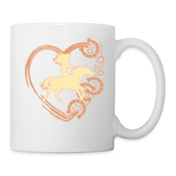 Pferd und Mädchen reiten Design mit Herz - Tasse - Weiß - Rechts