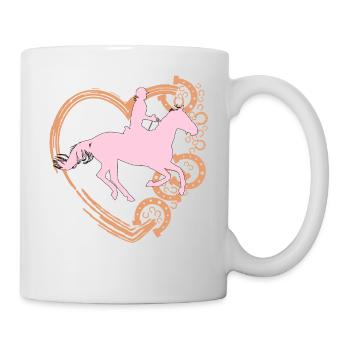 Pferd und Mädchen reiten Design mit Herz - Tasse - Weiß - Rechts