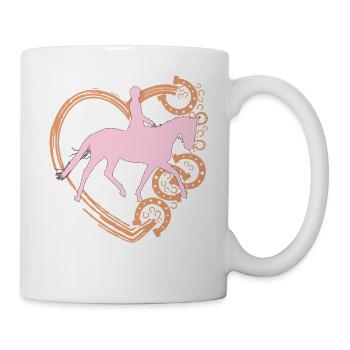 Pferd und Mädchen reiten Design mit Herz - Tasse - Weiß - Rechts