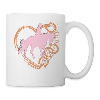 Pferd und Mädchen reiten Design mit Herz - Tasse - Weiß - Rechts